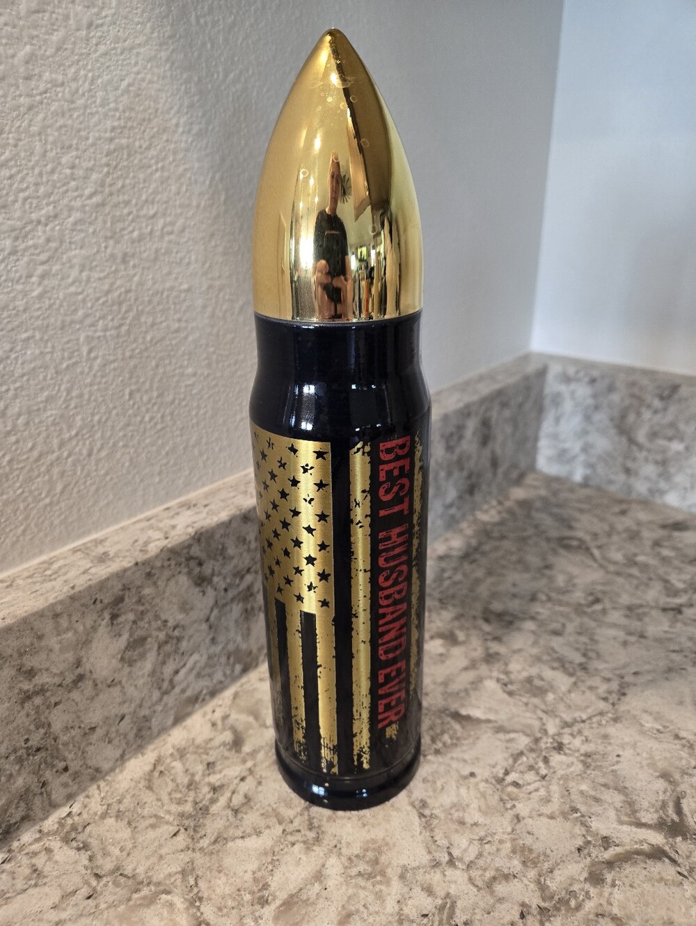 Novelty 'Best Husband Ever' Bullet Bottle - Gold & Black